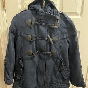 Burberry Brit Women's Navy Cotton Toggle Coat Hooded Jacket
